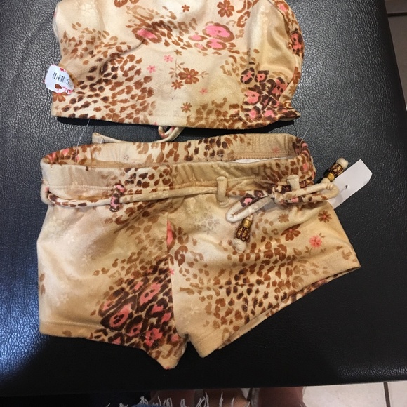 Coral Cove- Girl's  2 PC  Bikini Sz 4 NWT Animal Print /Beads NWT - Picture 6 of 8